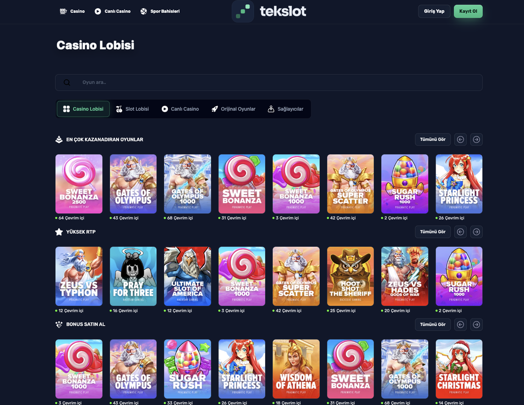Tekslot Canlı Casino ve Slot Oyunları İle Sınır Tanımayan Eğlence ve Kazanç Dünyasına Hemen Giriş Sağlayın
